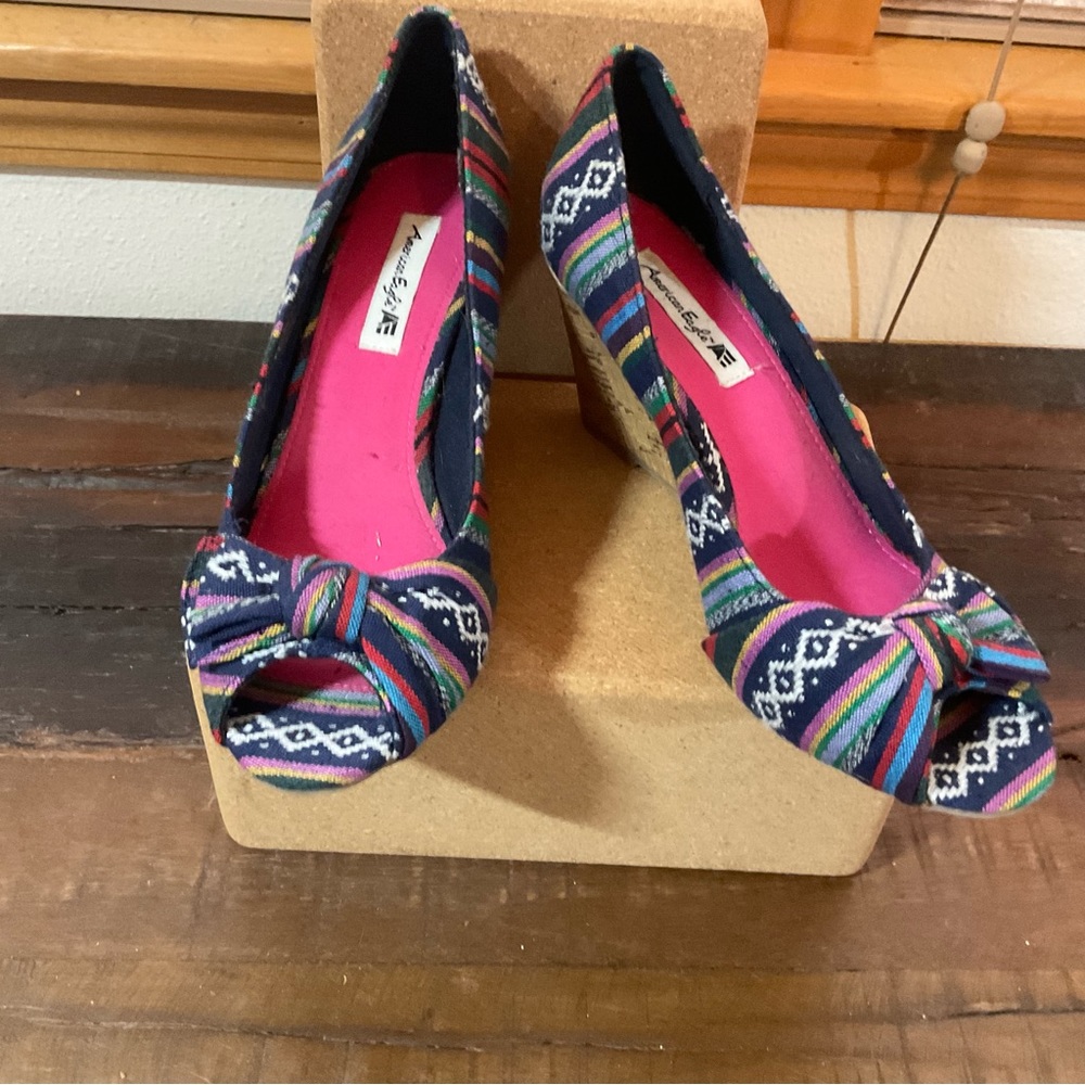 American Eagle Peep Toe Wedge Shoes